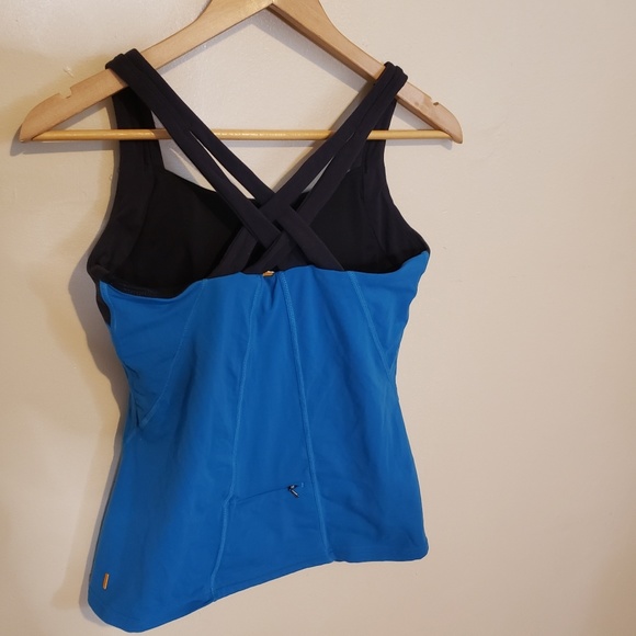 Lucy Criss Cross Back Blue Tank Top - Picture 2 of 7